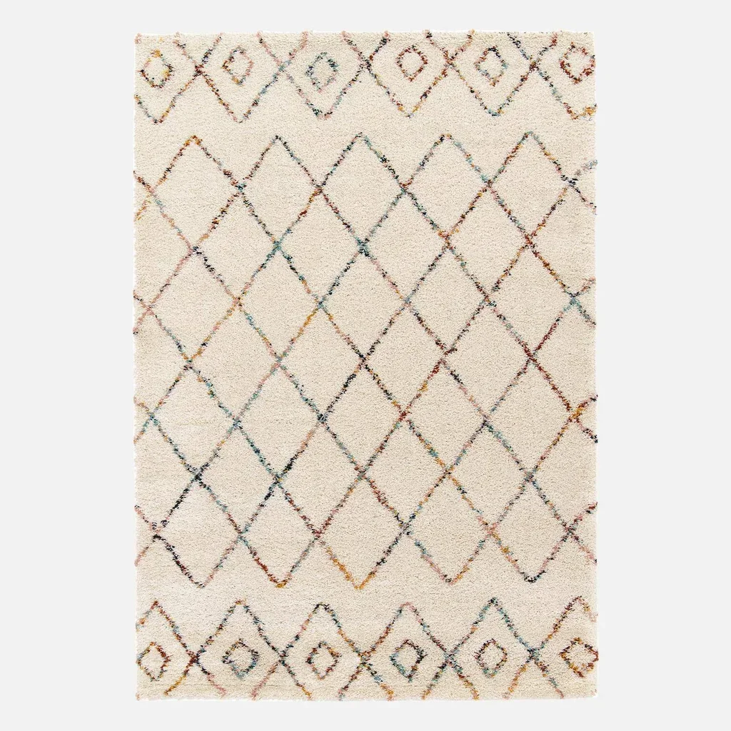 Shaggy Berber rug indoor cream multicolor patterns
