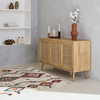Tapis shaggy berbère intérieur créme multicolore poil long doux