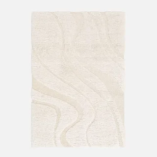 Tapis shaggy intérieur motif texturé couleur crème ultra moelleux