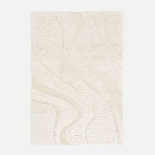 Tapis shaggy crème motif texturé doux et moelleux intérieur