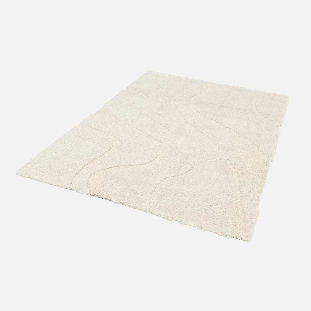 Tapis shaggy crème motif texturé Amy intérieur doux moelleux
