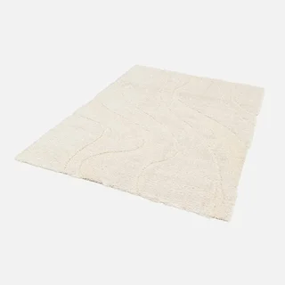 Tapis shaggy crème motif texturé Amy intérieur doux moelleux