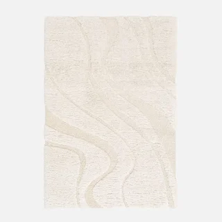 Tapis shaggy crème motif texturé Amy intérieur doux moelleux