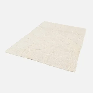 Tapis shaggy crème motif texturé doux et moelleux intérieur