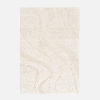 Tapis shaggy intérieur Amy motif texturé couleur crème ultra moelleux