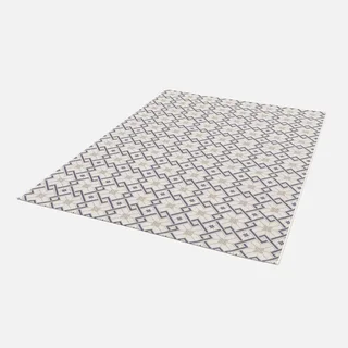 Tappeto vintage Angie beige crema blu a quadri interno esterno