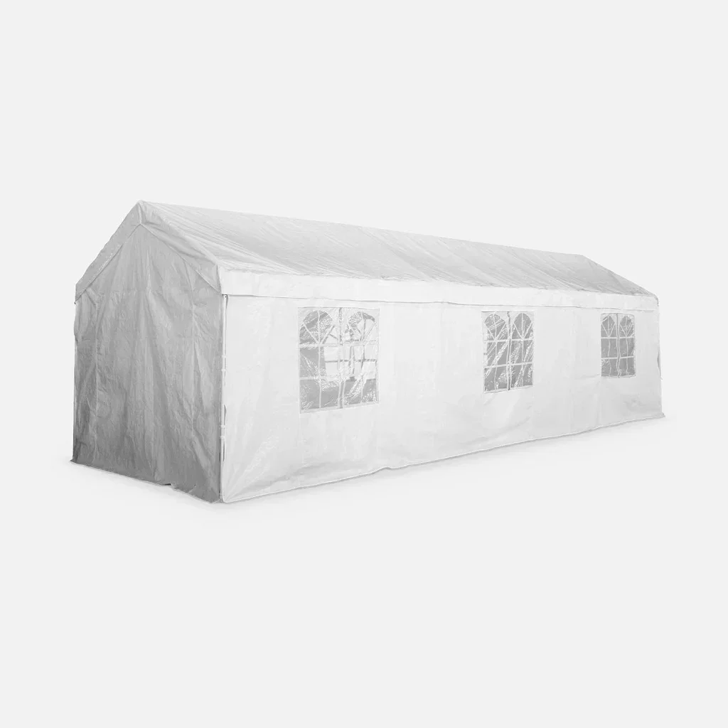 Tente de réception 3x9m 27m² Burdigala - Structure acier avec fenêtres et rideaux latéraux