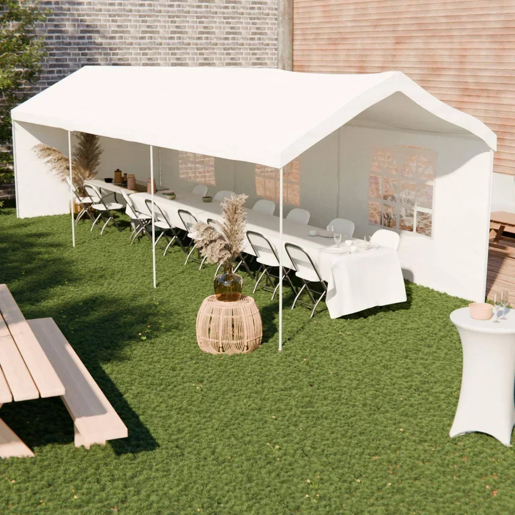 Tente de réception 3x9m 27m² Burdigala - Structure acier avec fenêtres et rideaux latéraux