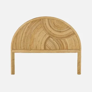 Cabecero Bohemio Media Luna Ratán Natural Artesanal Dormitorio