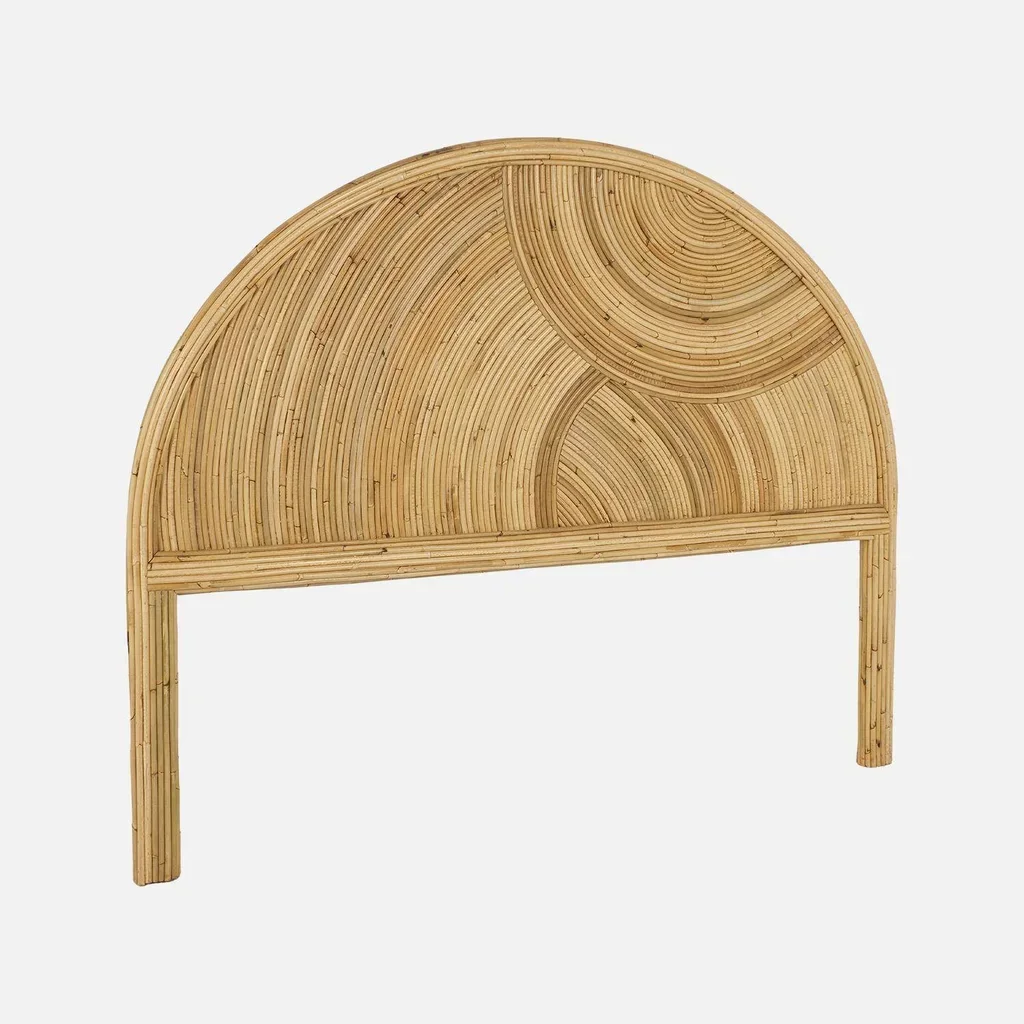 Cabecero Bohemio Media Luna Ratán Natural Artesanal Dormitorio