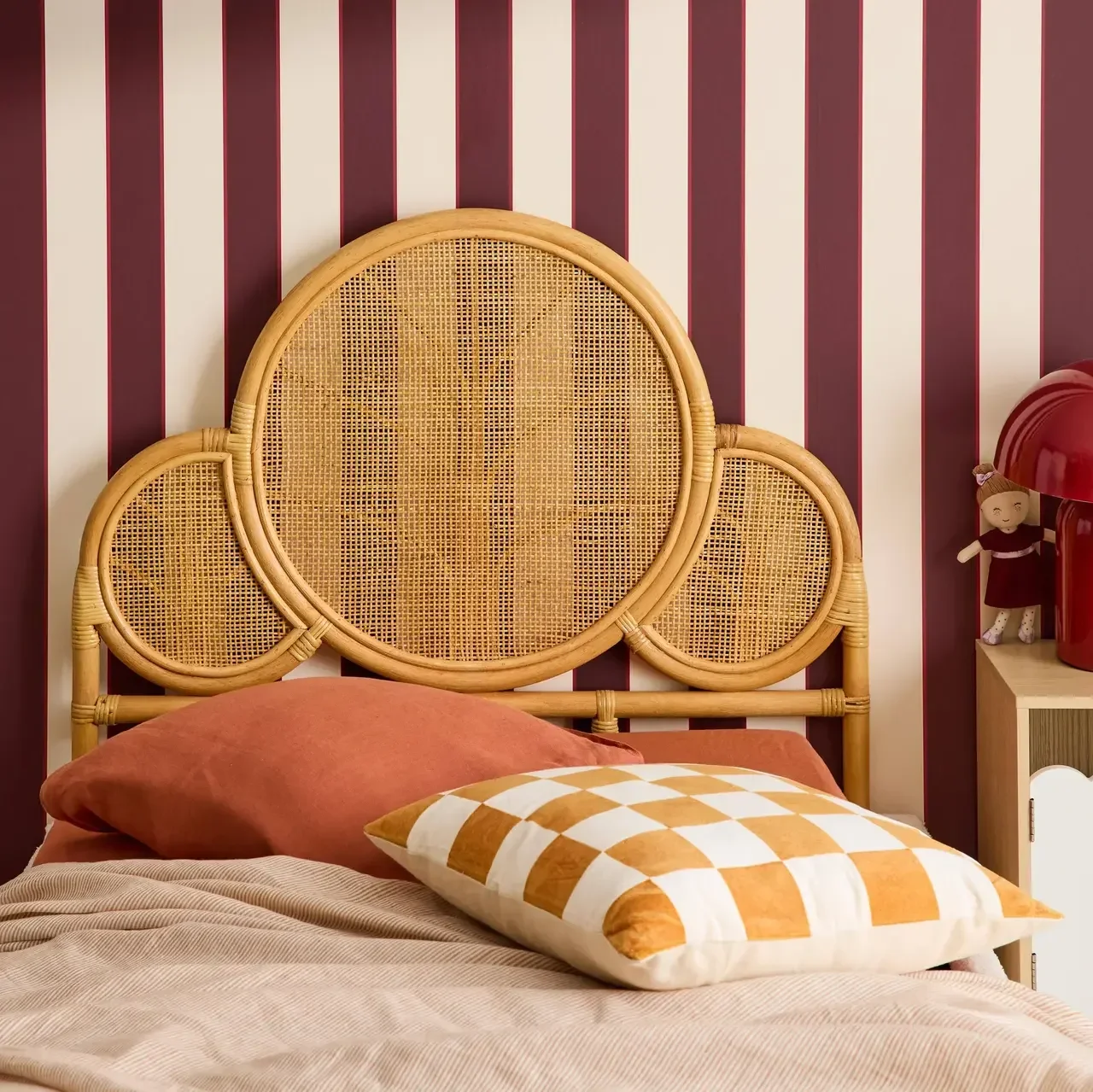 Tête de lit enfant rotin exotique 90x100 cm chambre Lior cannage naturel
