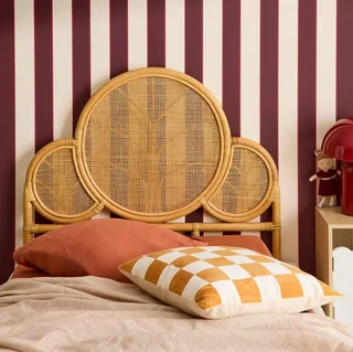 Tête de lit enfant rotin exotique 90x100 cm chambre Lior cannage naturel