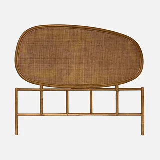 Tête de lit en rotin foncé style bohème chic Samoa