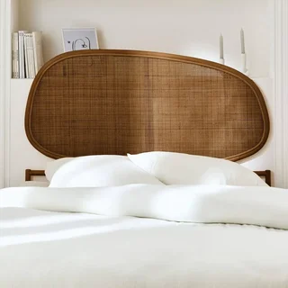 Tête de lit en rotin foncé style bohème chic Samoa