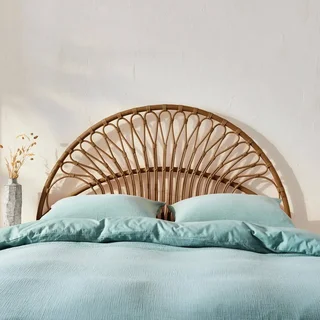 Cabeceira de Rattan Escuro Malacca Estilo Étnico Vintage