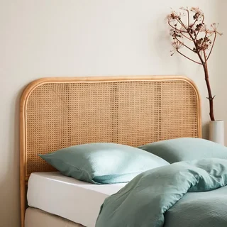 Tête de lit en rotin naturel cannage bohème style vintage