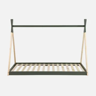 Lit tipi enfant 90x190 pin massif sommier à lattes intégré