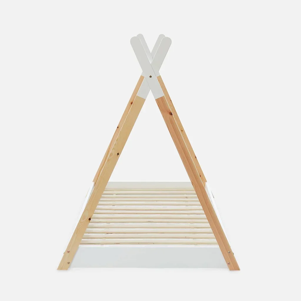 Lit tipi enfant 90x190 cm pin massif sommier à lattes intégré