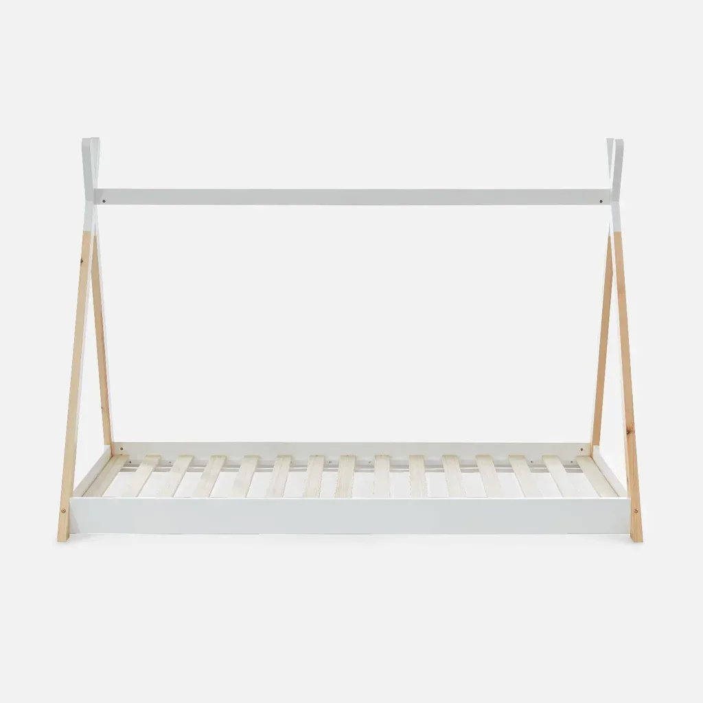 Lit tipi enfant 90x190 cm pin massif sommier à lattes intégré