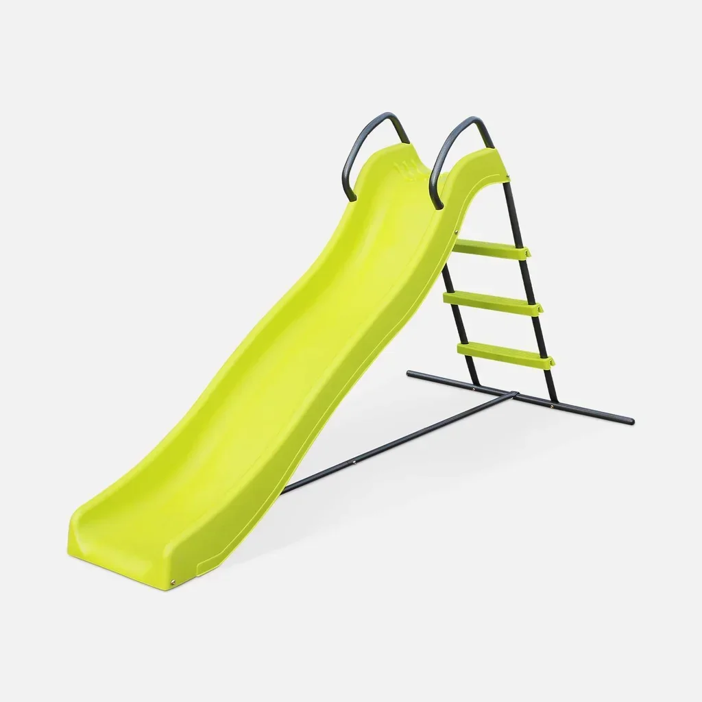 Toboggan 2 pistes ondulées 175 cm vert enfant extérieur 3-7 ans