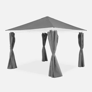 Toile de toit avec rideaux tonnelle Elusa 3x3 m polyester imperméable