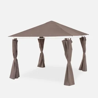 Toile de toit avec rideaux pour tonnelle de jardin 3x3 m Elusa