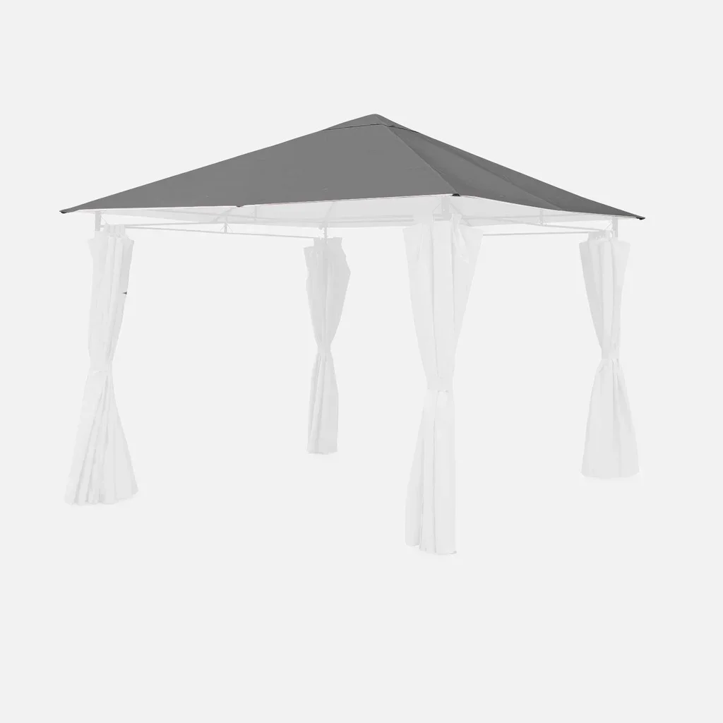 Toile de toit tonnelle 3x3m polyester imperméable protection UV Elusa