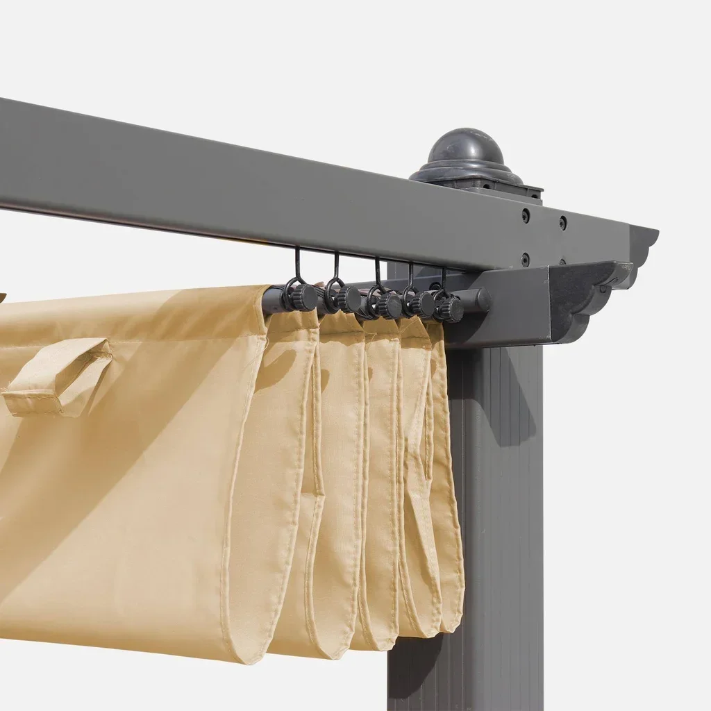 Toile d'ombrage pergola 3x4m déperlante coulissante polyester terrasse