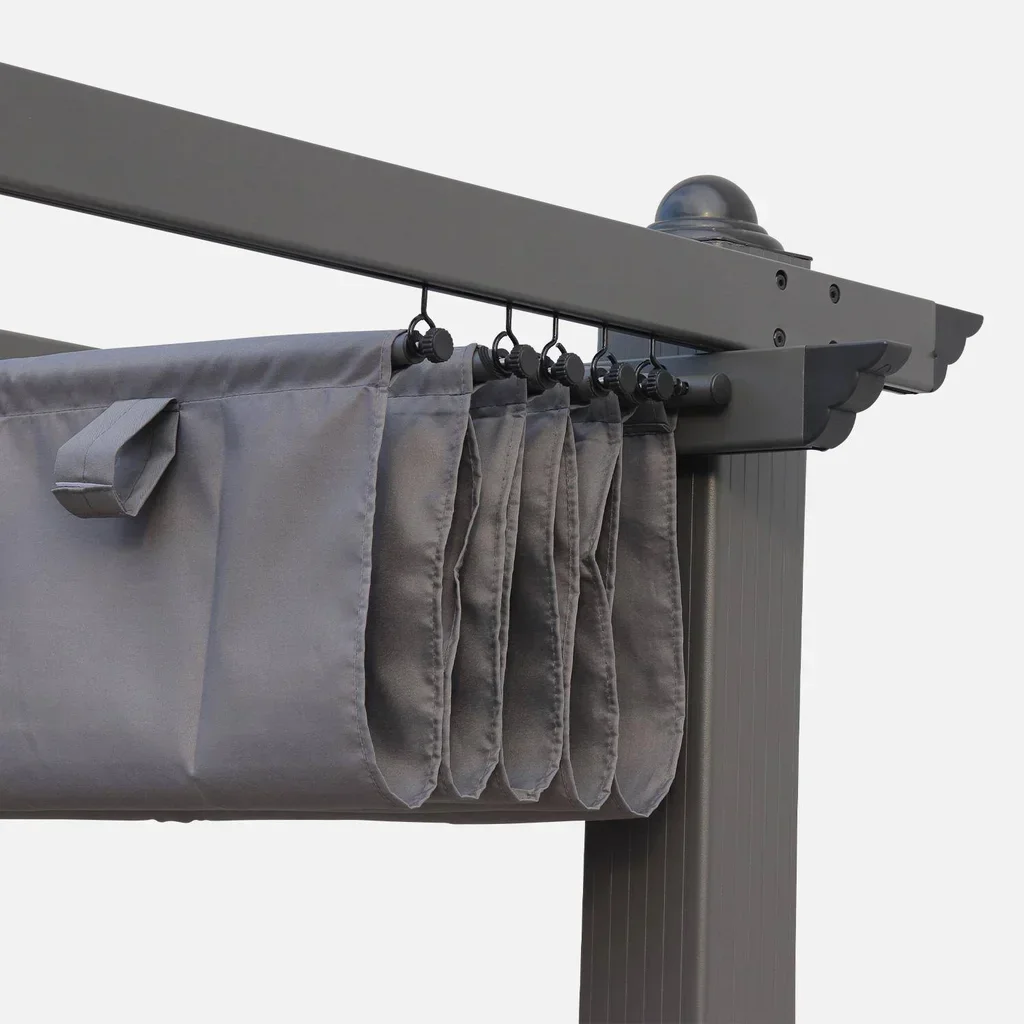 Toile d'ombrage pergola 3x4m polyester coulissante déperlante protection solaire terrasse