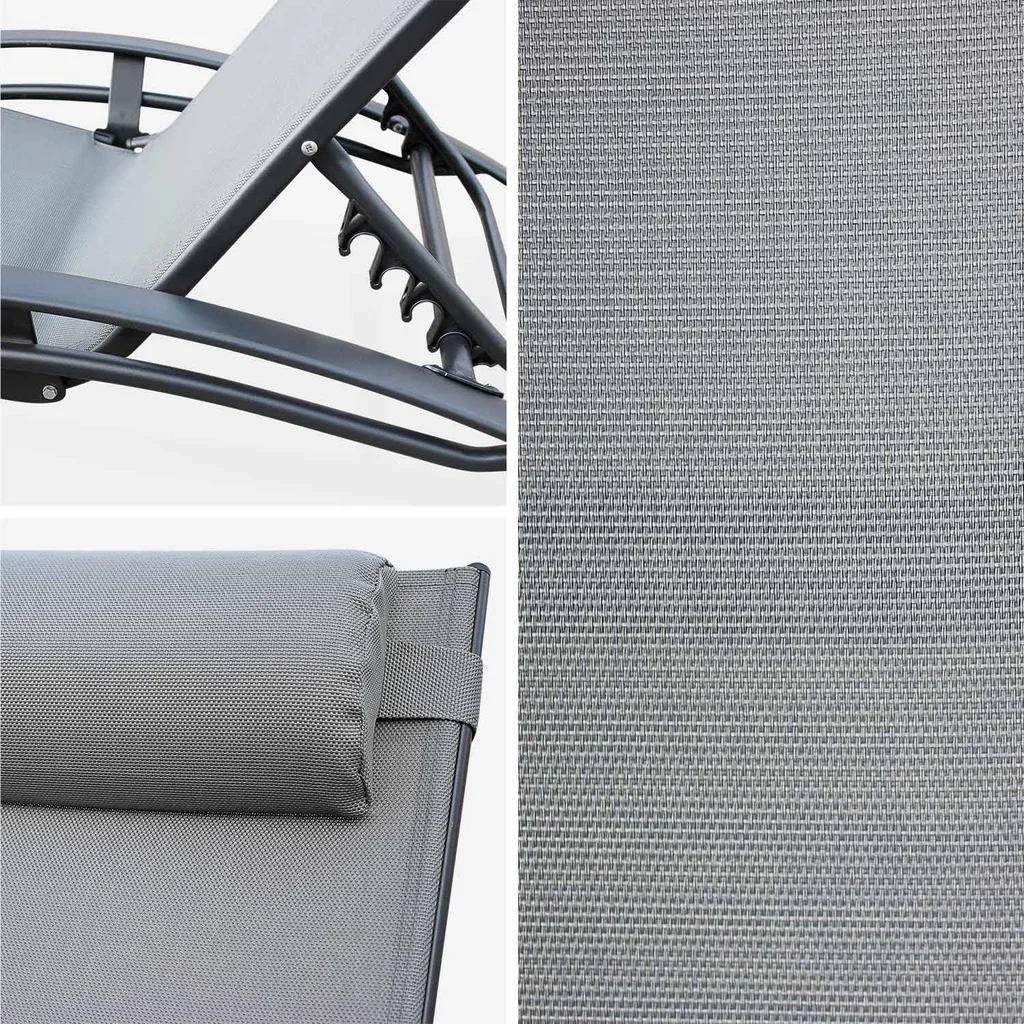 Toile de rechange transat Louisa textilène gris 6 positions