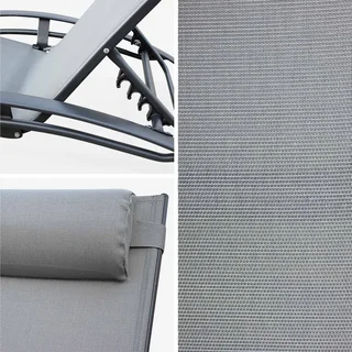 Toile de rechange transat Louisa textilène gris 6 positions