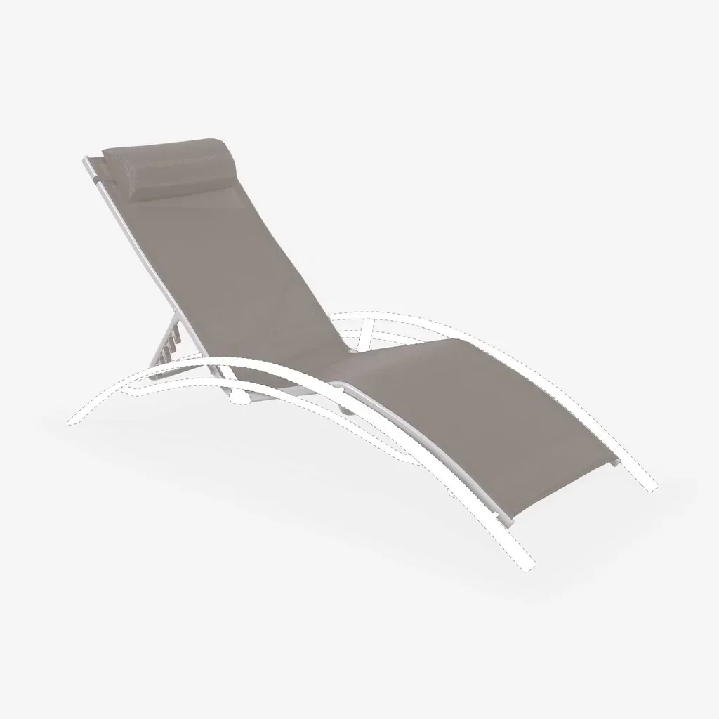 Toile de rechange textilène gris pour chaise longue Louisa - 6 positions