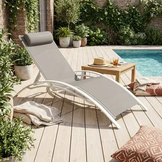 Toile de rechange textilène gris pour chaise longue Louisa - 6 positions
