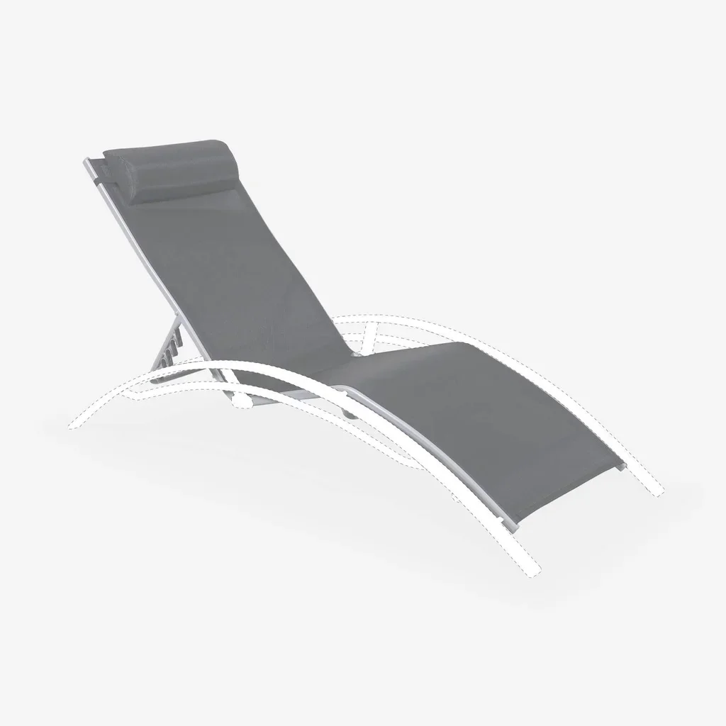 Toile de rechange textilène gris pour chaise longue Louisa - 6 positions