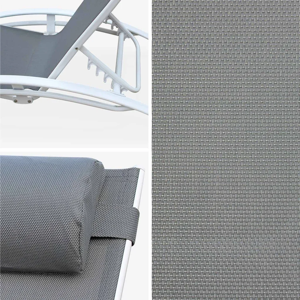 Toile de rechange textilène gris pour chaise longue Louisa - 6 positions
