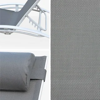 Toile de rechange textilène gris pour chaise longue Louisa - 6 positions