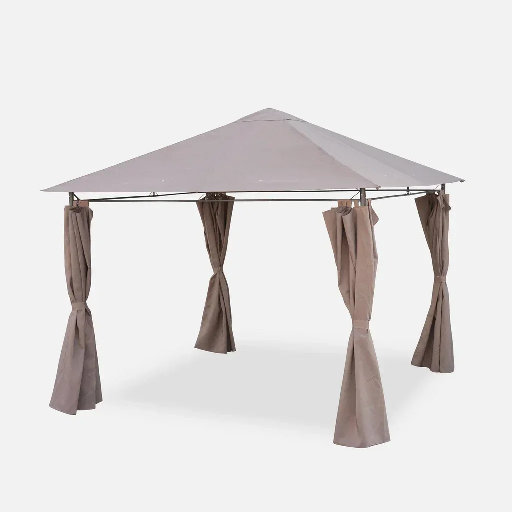 Tonnelle de Jardin 3x3m Anthracite avec Rideaux Latéraux 9m²