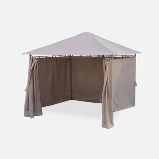 Tonnelle de Jardin 3x3m Anthracite avec Rideaux Latéraux 9m²