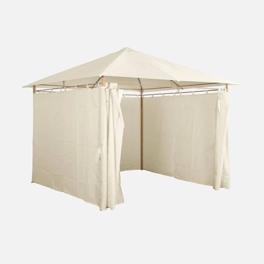 Tonnelle de Jardin 3x3m Anthracite avec Rideaux Latéraux