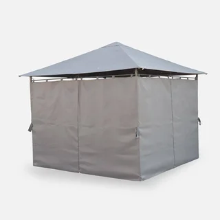 Tonnelle de Jardin 3x3m Anthracite avec Rideaux Latéraux et Toit Aéré