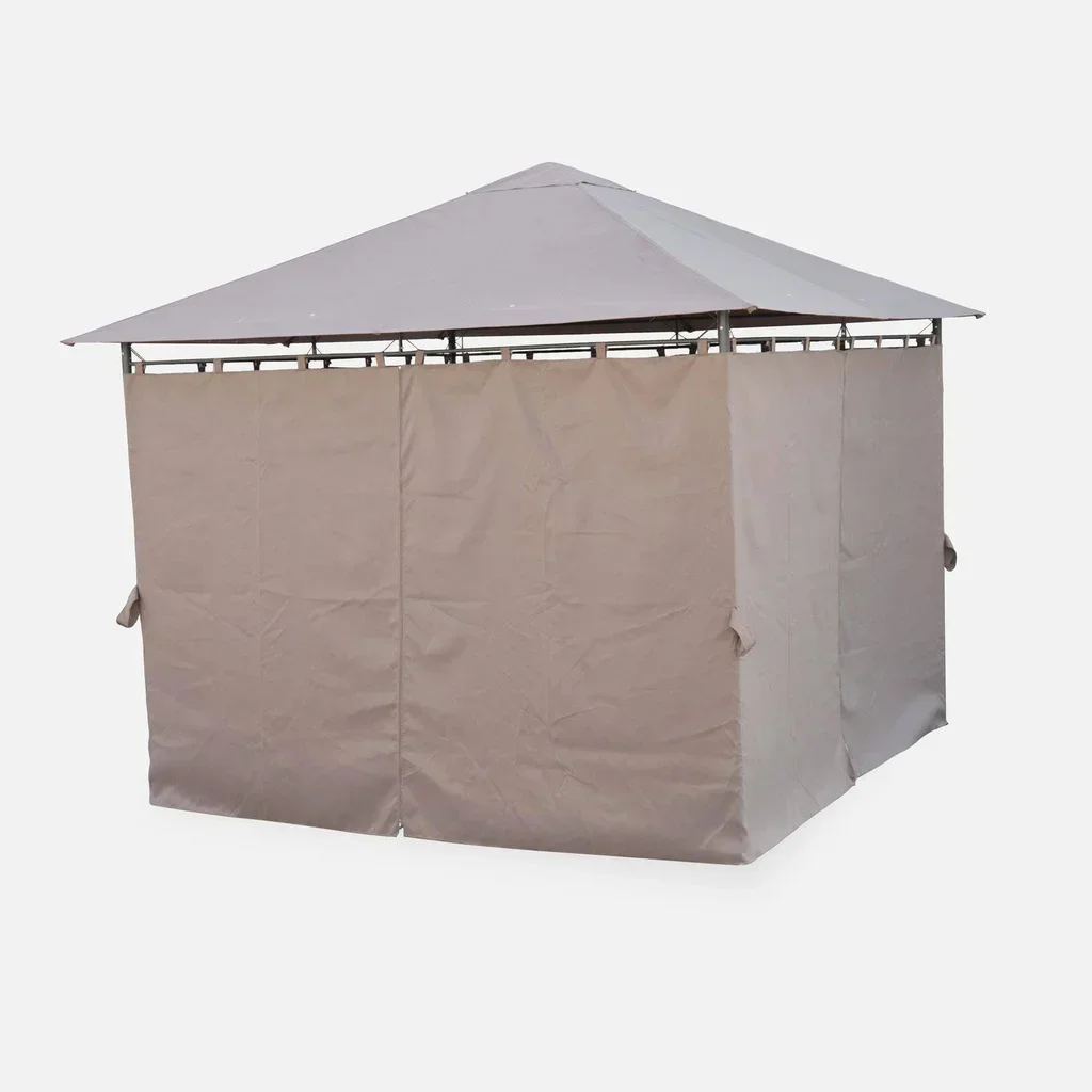 Tonnelle de Jardin 3x3m Anthracite avec Rideaux Latéraux 9m²