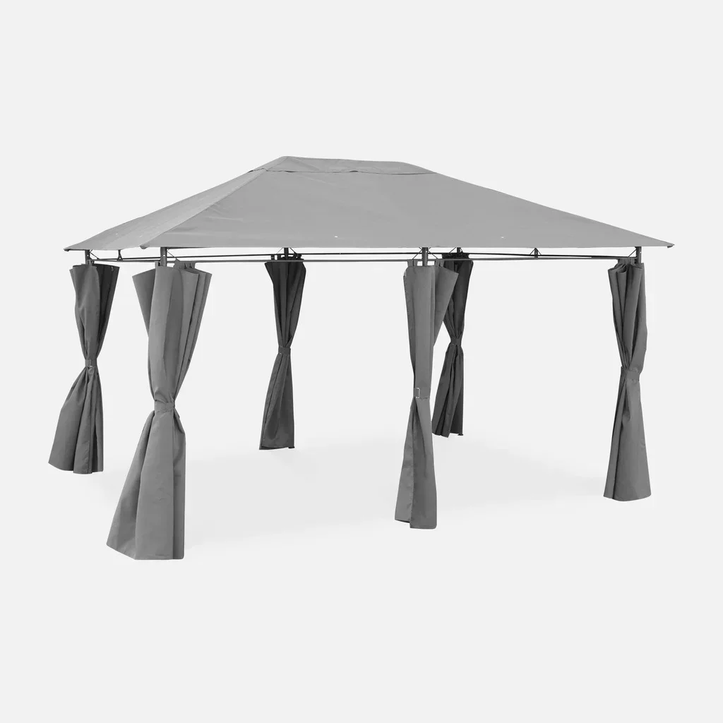 Tonnelle de jardin 3x4 m avec rideaux latéraux Divio