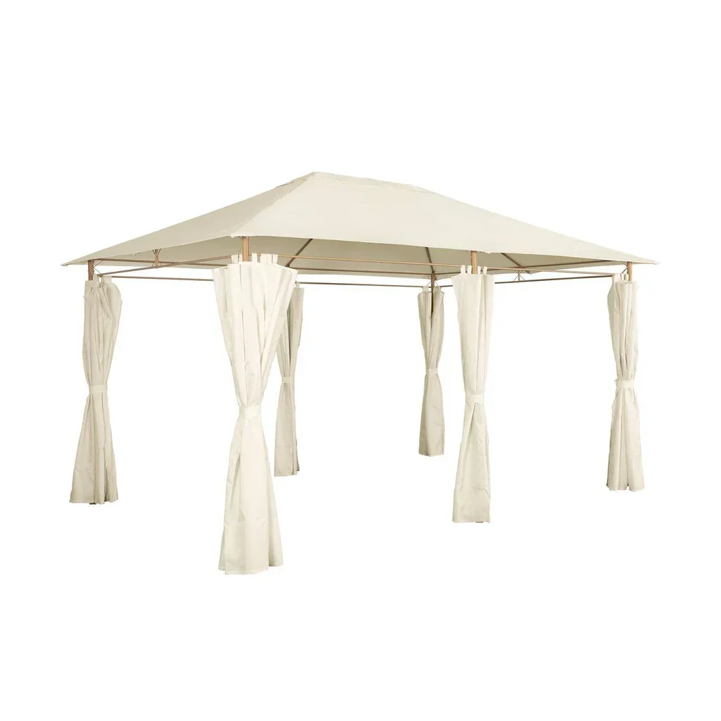 Tonnelle de jardin 3x4 m avec rideaux latéraux et structure acier