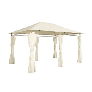 Tonnelle de jardin 3x4 m avec rideaux latéraux et structure acier