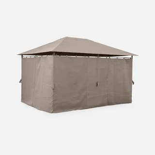 Tonnelle de jardin 3x4 m Divio avec 6 rideaux latéraux amovibles et structure acier renforcée