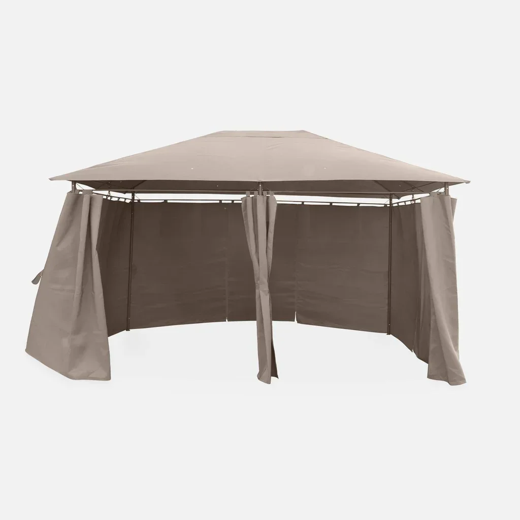 Tonnelle de jardin 3x4 m Divio avec 6 rideaux latéraux amovibles et structure acier renforcée