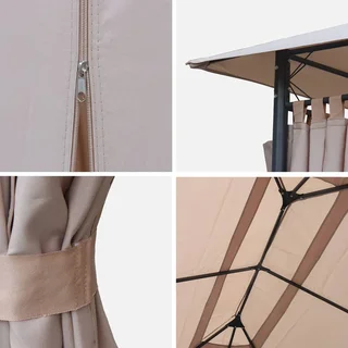 Tonnelle de jardin 3x4 m avec rideaux latéraux Divio - Pergola acier et toile polyester pour terrasse
