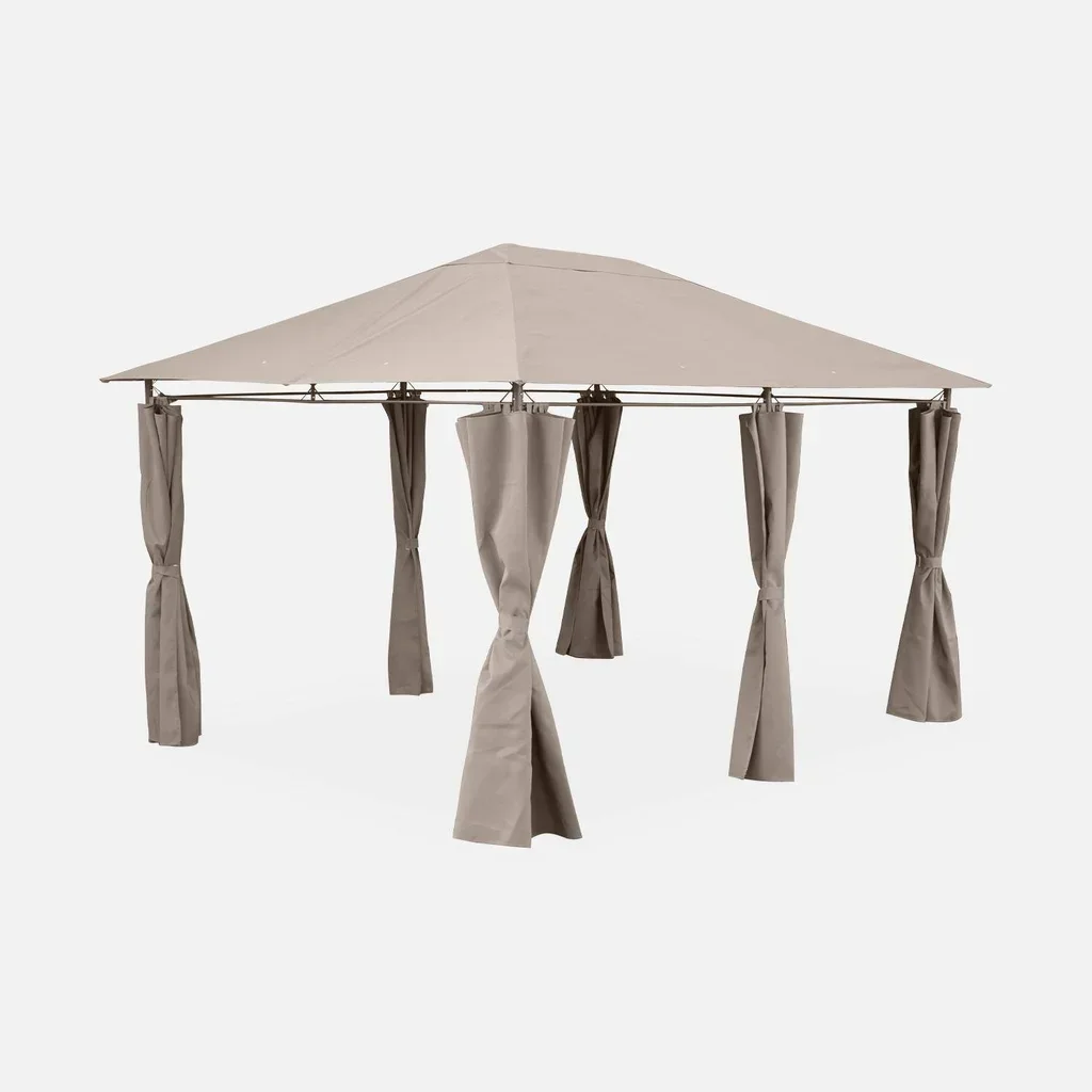 Tonnelle de jardin 3x4 m Divio avec 6 rideaux latéraux amovibles et structure acier renforcée