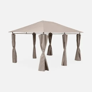 Tonnelle de jardin 3x4 m Divio avec 6 rideaux latéraux amovibles et structure acier renforcée