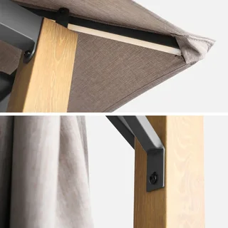Tonnelle aluminium 4x3m effet bois avec LED et rideaux - Veluna